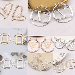 Luxury-Luxurydesigner Hoop Earrings for Women Girls Luxury Gold Geometric Huggie Ear Studs Valentines Day Gift