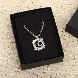 2023 Luxury quality Charm pendant necklace with diamond in 18k gold plated have box stamp square shape PS7670A