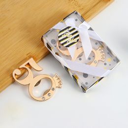 Wedding Anniversary Party Present Gold Imperial Crown Digital 50 Bottle Opener in Gift Box Chrome 50th Beer Openers dh911