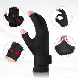 Five Fingers Gloves Arthritis Half Finger Compression Copper Carpal Tunnel Fingerless Hand Support Pain Relief