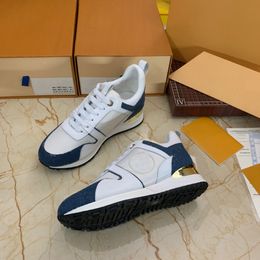 Women Run Away Sneaker Trainers Men Casual Shoes Classic Running Men Shoe Patent Emboss Leather Black Blue Mesh Lace-Up America Cup With Box