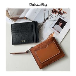 Wallets Custom Women Genuine Leather Small Wallet Zip Coin Purse Fashion Patchwork Credit Multi Card Holders Female Daily Money Case Z0323