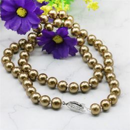 Chains 8mm Silvercolor Champagne South Sea Shell Pearl Necklace Making Mother's Day Gifts Hand Made Ornaments Choker For Women