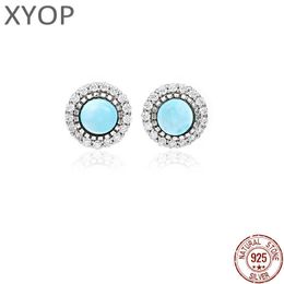 Charm New Fashion Eardrop Flower Charm 925 Sterling Silver Jewelry Gift Classic Natural Precious Larimar Earrings for Women Z0323