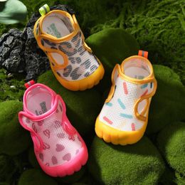 First Walkers 1-3Y baby summer shoes Mesh soft TPR sole baby sandals yellow pink Leopard first step shoes for toddlers baby casual shoes 230323