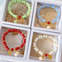 10Pcs New Fashion Bamboo knot Beaded Bracelet For Women Charm Bunny Animal Bangle Couple Jewelry Gifts