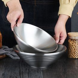 Bowls Stainless Steel Double Layer Ramen Bowl Large Capacity Noodles Rice Soup Salad Plate Container Kitchen Tableware