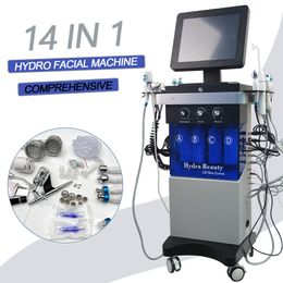 Hydro dermabrasion machine ultrasonic facial microdermabrasion aqua peel shrink pores machine with 14 handles