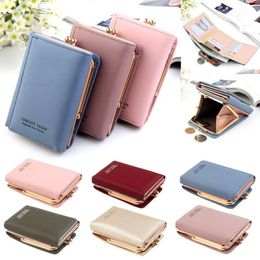 Wallets Women's Short Small Wallet Lady Brand Leather Folding Coin Card Holder Money Purse Clutch Women Female Clip