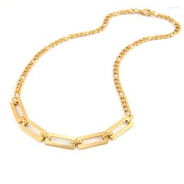 Choker Stainless Steel Statement Necklace For Women Gold Color Cuba Figaro Chain Rectangle Charm Hip Hop Cuban Minimalist Collar