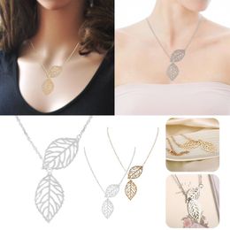 Chains Fashion Jewellery Maxi Necklace Rose Gold Colour Chain Real Leaf Charm Design Pendant Necklaces & Pendants Women Collier Femme Gift