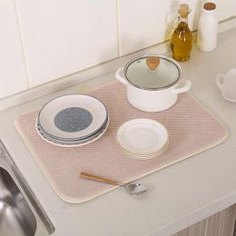 Table Mats 30x40cm Dish Drying Mat In The Cabinet Microfiber Absorbent Placemat Non Slip Heat Resistant Drain Pad