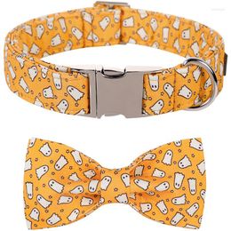 Dog Collars Personlized Unique Style Paws Halloween Collar With Bow Yellow Ghost Puppy Flower Large Medium Small