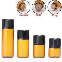 Perfume Bottle 100pcs 1ml 2ml 3ml 5ml Liquid Perfume Sample Amber Glass Bottle with Orifice Reducer and Cap Small Essential Oil Clear Vials 230323