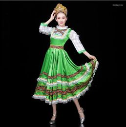 Stage Wear Customised Folk Classical Russian National Dance Dress Adult European Court Princess Maid Performance Opening Green