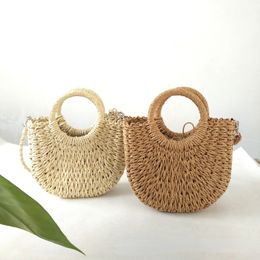 Womens Straw Beach Bag Woven Crossbody Shoulder Bags Top Handle Satchel Handbag Purse for Summer