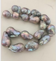 Chains Gorgeous Baroque 28-30mm South Sea Grey Pearl Necklace 18inch 14k