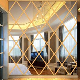 Wall Stickers 3D Mirror Decor Acrylic Diamonds Triangles Sticker For Living Room Bedroom House Decoration Accessories
