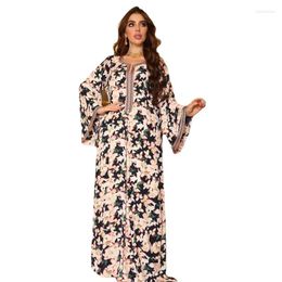 Ethnic Clothing Abaya Dress Jalabiya Kaftan For Women Elegant Print Muslim Maxi 2023 Eid Dubai Arabic Moroccan Caftan Robe