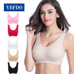 Camisoles Tanks YBFDO Seamless Sport Bra Wi Pads Plus Size Bra For Women Yoga Bra Brassiere Push Up Big Size V Shoproof Running underwear Z0322