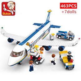 Blocks 3Pcs City Airport Airbus Aircraft Aeroplane Plane Brinquedos Avion Model Building Bricks Educational Toys for Children 230322