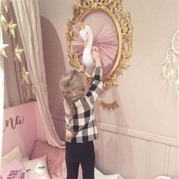 Wall Decor Animal Head Swan Flamingo Wall Hanging Stuffed Plush Toy Princess Doll for Girl Baby KidGift Nursery Room Wall Decor Pography 230323