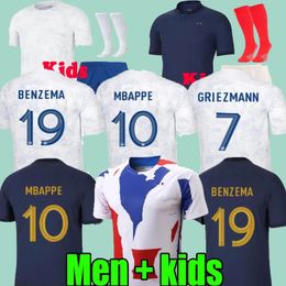 22 23 Jerseys de futebol Sets 2023 Fren Soccer Benzema Mbappe Griezmann Pogba Giroud Kante Mulher Maillot de Foot Equipe Maillots Kit Kit Camisa de futebol Jersey