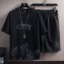 Mens Tracksuits Summer 3d Print Men Tracksuits Casual 2 Piece Set For Men Plus Size o Neck Mens tShirt Shorts Set Sleeve Leisure Men Outfit 230323