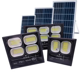 300W Solar Flood Lights Street Lamps Outdoor Dusk to Dawn IP66 Waterproof with Remote Control Security Lighting for Yard Garden Gutter Pathway usalight