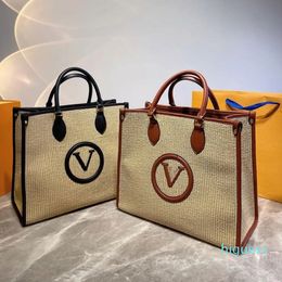 Designer-Women Fashion Classic Totes Bag Letter Print Handbags Kints Shopping Bag Casual Large Tote Straw Beach Bags