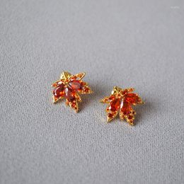 Stud Earrings Little Zircon Shape With Orange Color For Women Stylish Jewelry