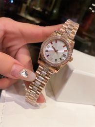 Women's watch with diamond discs, colorful stripes, and quartz style, fashionable watch