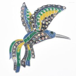 Brooches Hummingbird Trochilus Mango For Women Rhinestone Enamel Animal Brooch