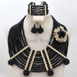 Necklace Earrings Set 2023 Fashionable African Beads Jewellery Black Nigerian Costume Wedding Bridal Woman Gift ALJ274