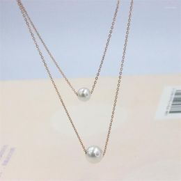 Chains ZFSILVER 925 Sterling Silver Double Chain Shell Pearl Ball Elegant Matchall Jewellery For Women Necklace Charm Gift Girl Party