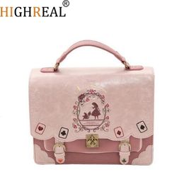 Evening Bags Shoulder Axes Femme Vintage Student Schoolbag Playing Cards Silhouette Handbag Leather Bag J212 230322