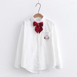 Women's Blouses Japan Lolita White Blouse Women Long Sleeve Top Button Up Kawaii Fashion Girls JK School Uniform Casual Graphic Shirt