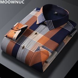 Mens Casual Shirts AutumnWinter Mens Classic Fashion Versatile LongSleeved Shirt Mens Casual Plush Thick Warm High Quality Shirt M5XL 230323