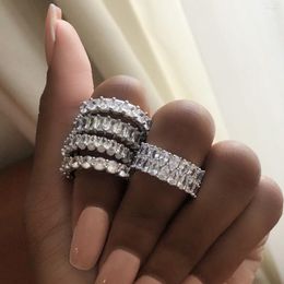 Cluster Rings Eight Styles Band Set 925 Sterling Silver Ring Wedding Engagement Cocktail Pave Diamonds For Women Jewelry Gift