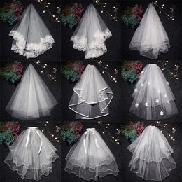 Bridal Veils Women 100CM Lace/Cut/Ribbon/Applique Edge Wedding Veil Ivory White Red Long Viel & Events Hair Accessories