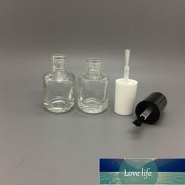 5ml Round Shape Refillable Empty Clear Glass Nail Polish Bottle For Nail Art With Brush Black Cap factory