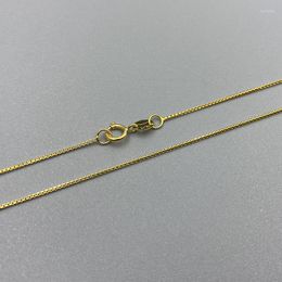 Chains 18k Au750 Gold Necklace Clavicle Box Chain High Luster Good Quality Women Ladies Girl DIY Jewelry Finding Accessories