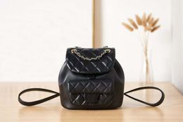 Top Tier Mirror Quality Designer Women Mini Backpack Black Lambskin Quilted Flap Bags Classic Double Chain Shoulder Gold Bag Real Leather Clutch Handbag With Box