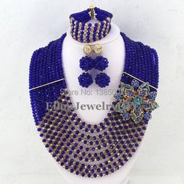 Necklace Earrings Set Fabulous! Royal Blue Nigerian Wedding African Beads Jewellery Crystal Bracelet Sets WS4300