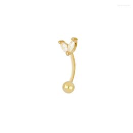 Stud Earrings Aide 925 Sterling Silver Three Small Zircons Flower Curved Gold Piercing With Mini Balls Cartilage Front Back