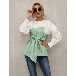 Women's Blouses Women's 2023 Bow Elegant Shirt Lantern Long Sleeve Top Casual Loose Solid Color Office Corset O-Neck