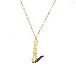 Chains Special Golden Vertical Chinese Character Necklace Interesting Oriental Buddhist Religious
