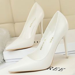 Dress Shoes BIGTREE Shoes White Woman Pumps Pu Leather Shoes Women High Heels Stiletto Classics Pumps Pointed Toe Wedding Shoes Plus Size 43 230323