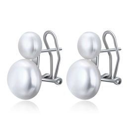 Charm HONGYE 925 Sterling Silver Women Earrings For Wedding Natural Freshwater Pearl Earrings Double White Pearl Drop Earring Femme Z0323