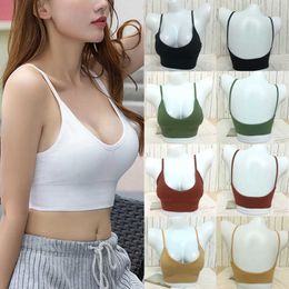 Camisoles Tanks New Womens Yoga V Plain Open Ba V Baless Strappy Bralet Sport Cami Sport Bra Crop Top Z0322